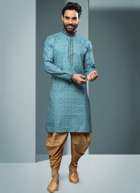 Firozi Blue Colour Vol 27 New Latest Designer Party Wear Cotton Kurta Peshawari Collection 1575